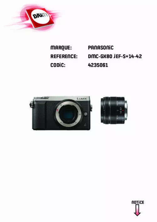 Mode d'emploi PANASONIC DMC-GX80HEFK & DMC-GX80EF