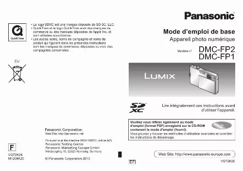 Mode d'emploi PANASONIC LUMIX DMC-FP2