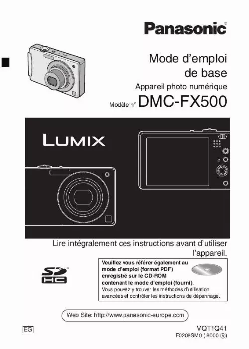 Mode d'emploi PANASONIC LUMIX DMC-FX500