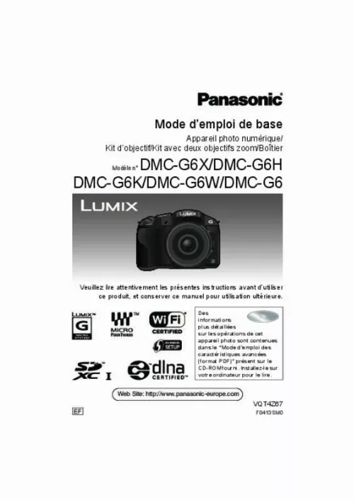 Mode d'emploi PANASONIC DMC-G6XEF