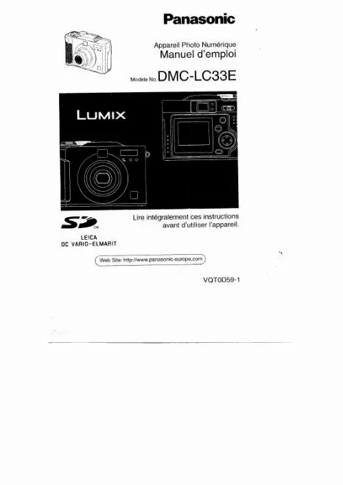 Mode d'emploi PANASONIC LUMIX DMC-LC33E