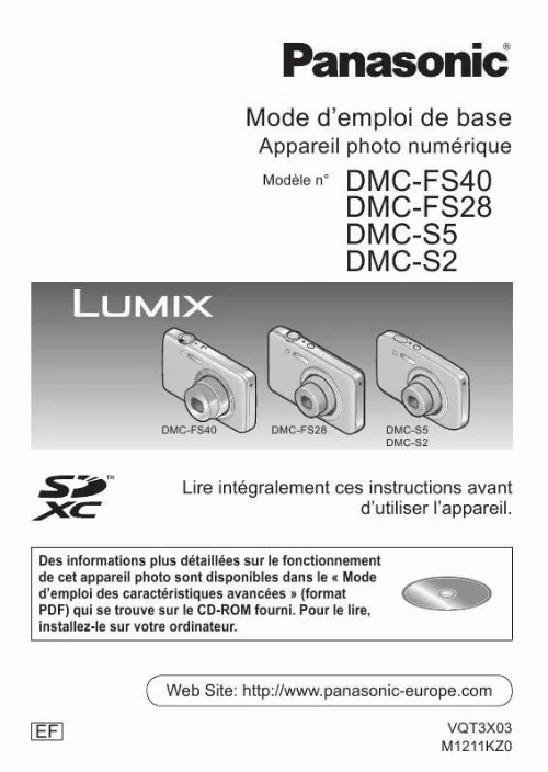 Mode d'emploi PANASONIC DMC-S5