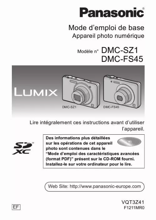 Mode d'emploi PANASONIC DMC-SZ1EF