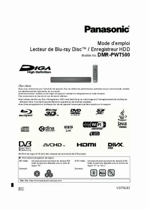 Mode d'emploi PANASONIC DMR-PWT500EC