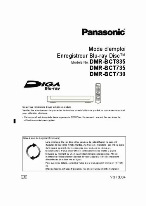 Mode d'emploi PANASONIC DMR-BCT730EG