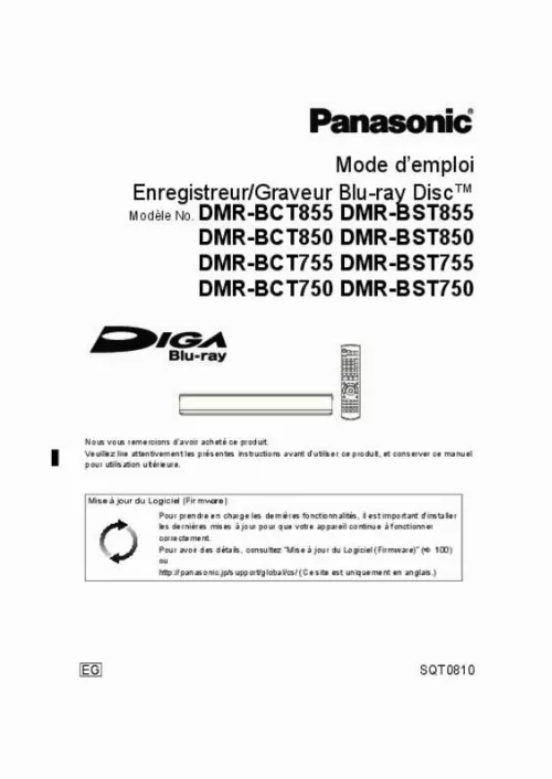 Mode d'emploi PANASONIC DMR-BCT750EG