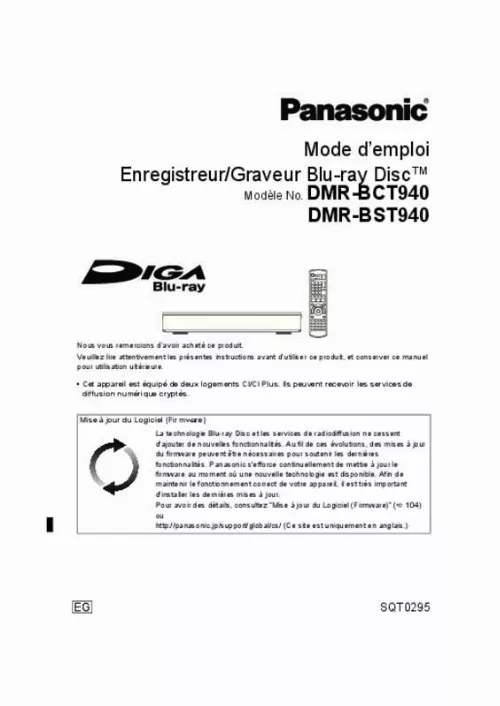 Mode d'emploi PANASONIC DMR-BCT940EG