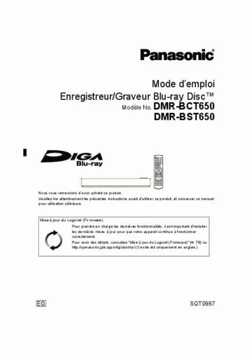 Mode d'emploi PANASONIC DMR-BST650EG