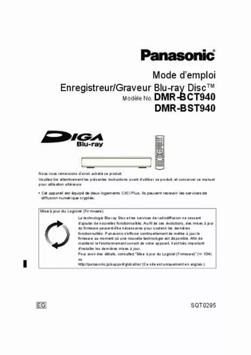 Mode d'emploi PANASONIC DMR-BST940EG