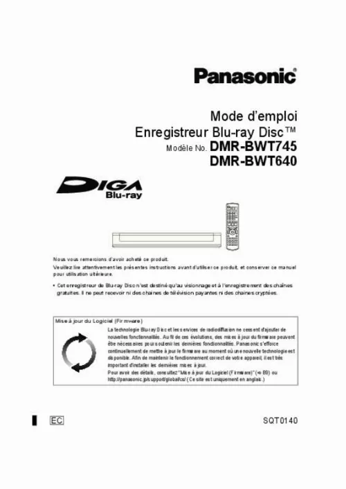 Mode d'emploi PANASONIC DMR-BWT640EC