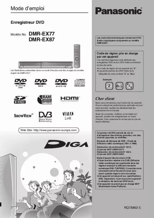 Mode d'emploi PANASONIC DMR-EX77