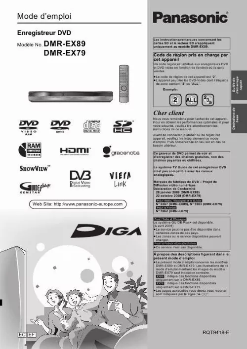 Mode d'emploi PANASONIC DMR-EX79