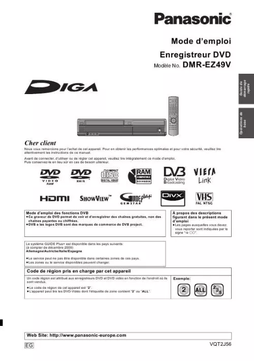 Mode d'emploi PANASONIC DMR-EZ49V