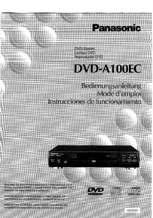 Mode d'emploi PANASONIC DVD-A100