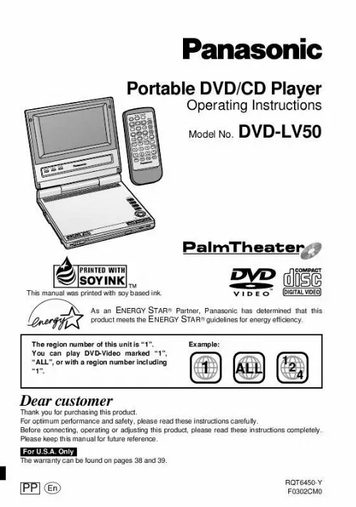 Mode d'emploi PANASONIC DVD-LV50PP