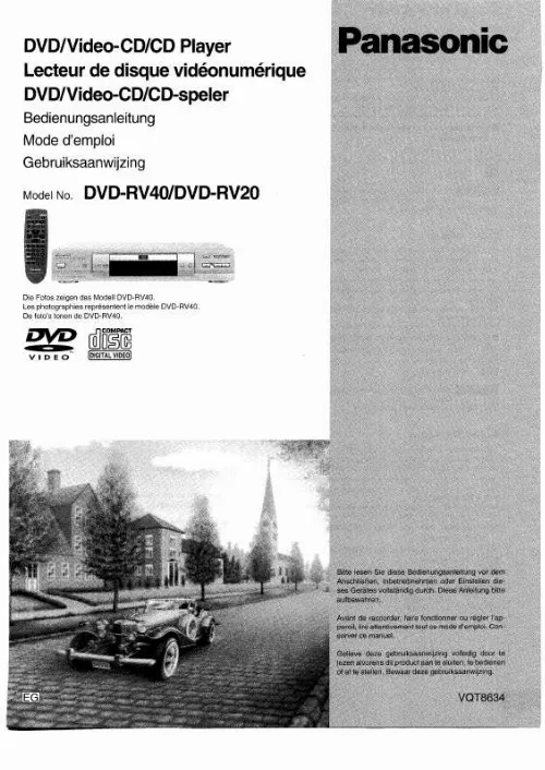 Mode d'emploi PANASONIC DVD-RV20