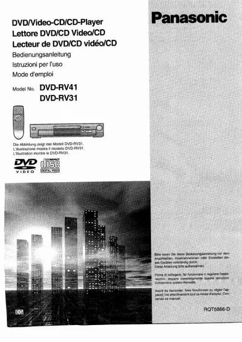 Mode d'emploi PANASONIC DVD-RV31