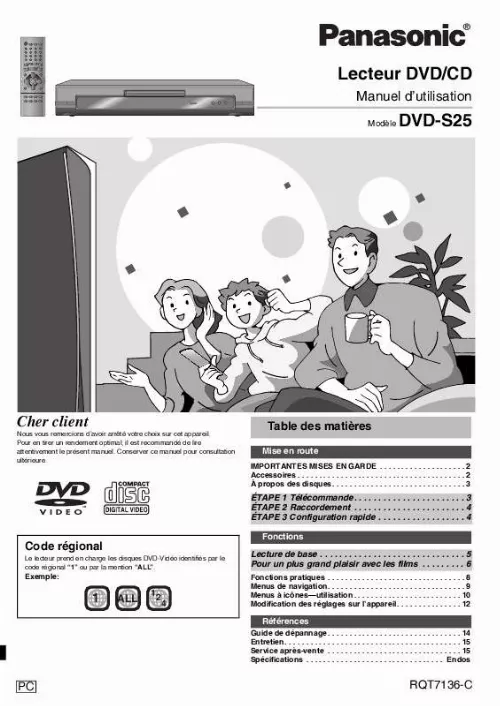 Mode d'emploi PANASONIC DVD-S25