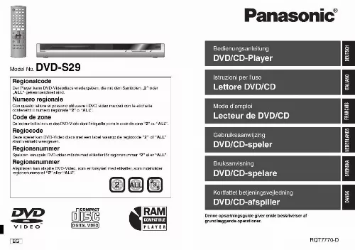 Mode d'emploi PANASONIC DVD-S29EG