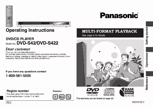 Mode d'emploi PANASONIC DVD-S422