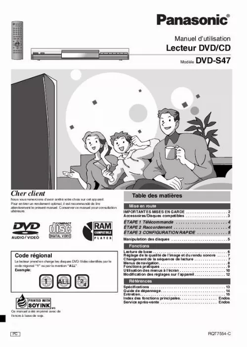 Mode d'emploi PANASONIC DVD-S47