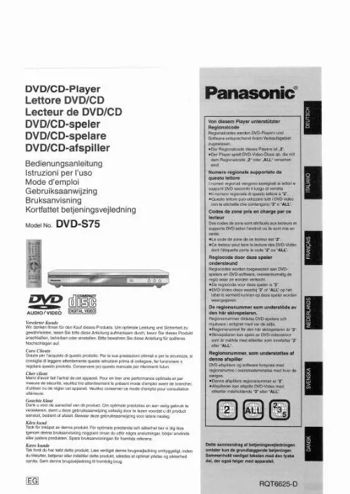 Mode d'emploi PANASONIC DVD-S75EG