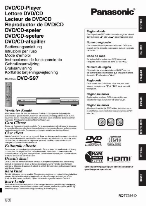 Mode d'emploi PANASONIC DVD-S97EG