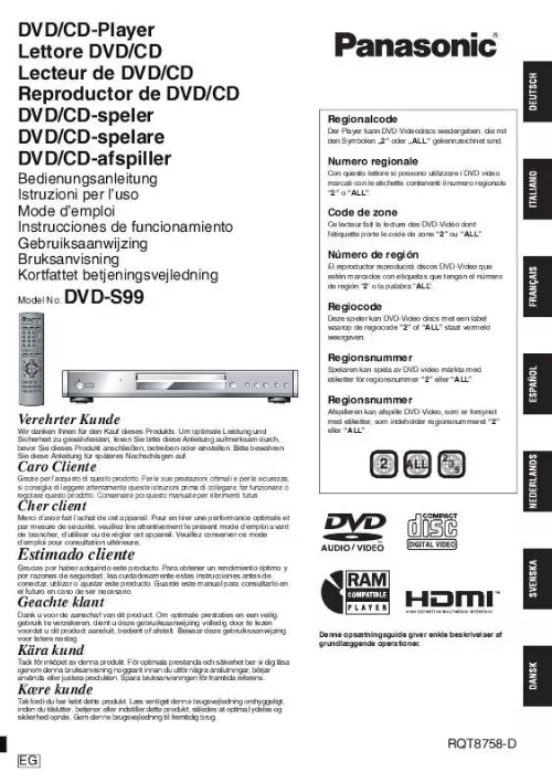 Mode d'emploi PANASONIC DVD-S99