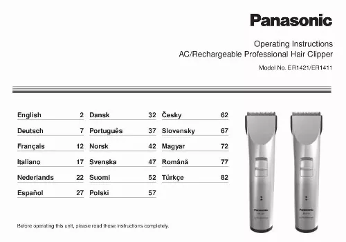 Mode d'emploi PANASONIC ER1421