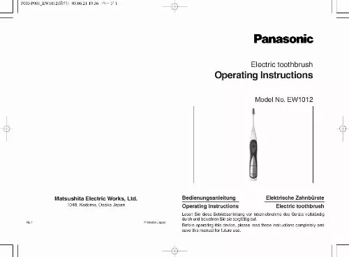Mode d'emploi PANASONIC EW1012G2
