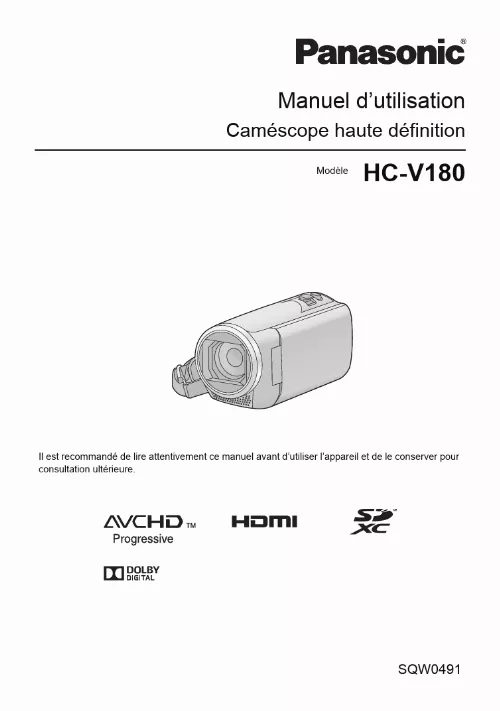 Mode d'emploi PANASONIC HC-V180EC-K