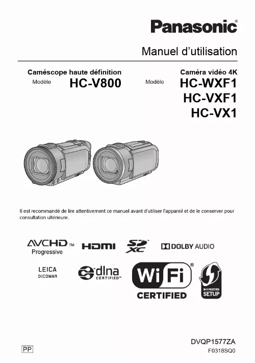 Mode d'emploi PANASONIC HC-VX1EF