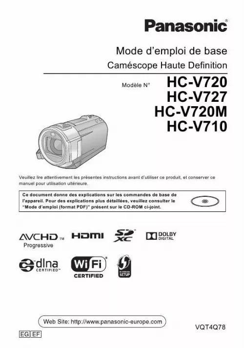 Mode d'emploi PANASONIC HC-V710