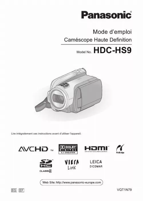 Mode d'emploi PANASONIC HDC-HS9