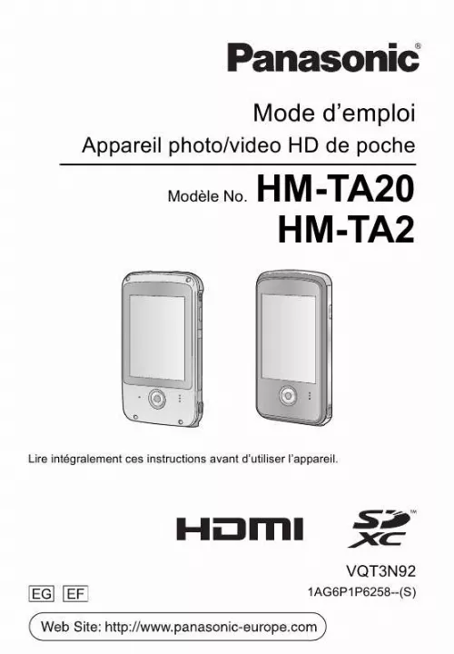 Mode d'emploi PANASONIC HM-TA2EG