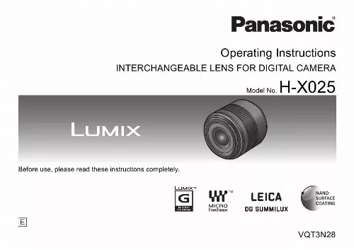 Mode d'emploi PANASONIC H-X025E