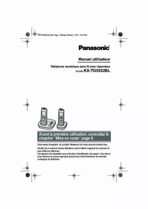 Mode d'emploi PANASONIC KX-TG5522FRW