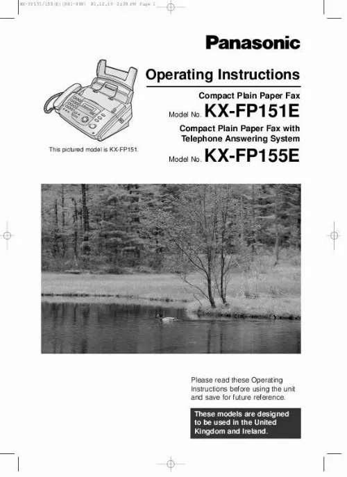 Mode d'emploi PANASONIC KXFP151E