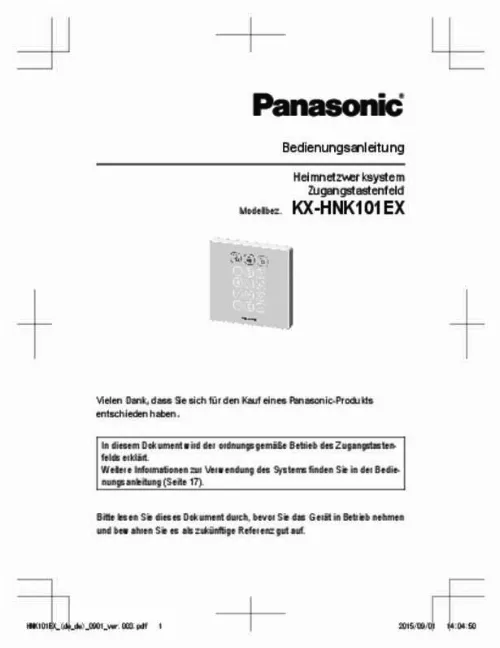 Mode d'emploi PANASONIC KX-HNK101EX