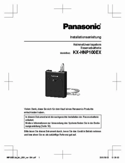 Mode d'emploi PANASONIC KX-HNP100EX