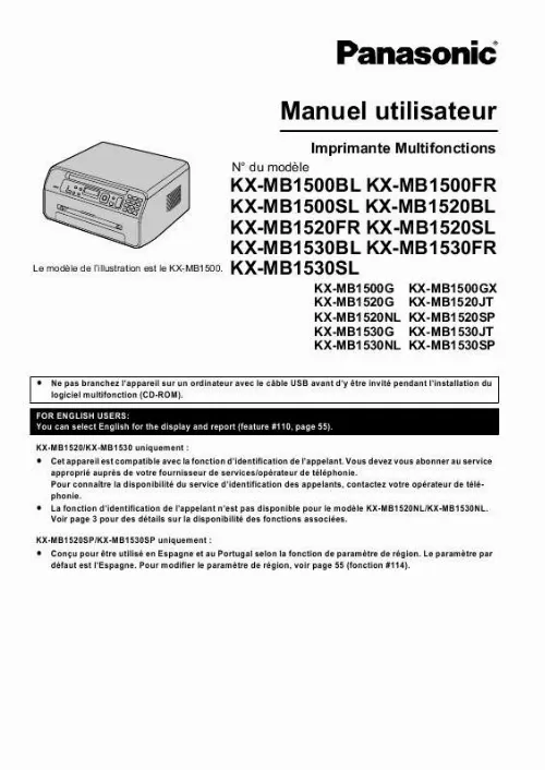 Mode d'emploi PANASONIC KX-MB1500