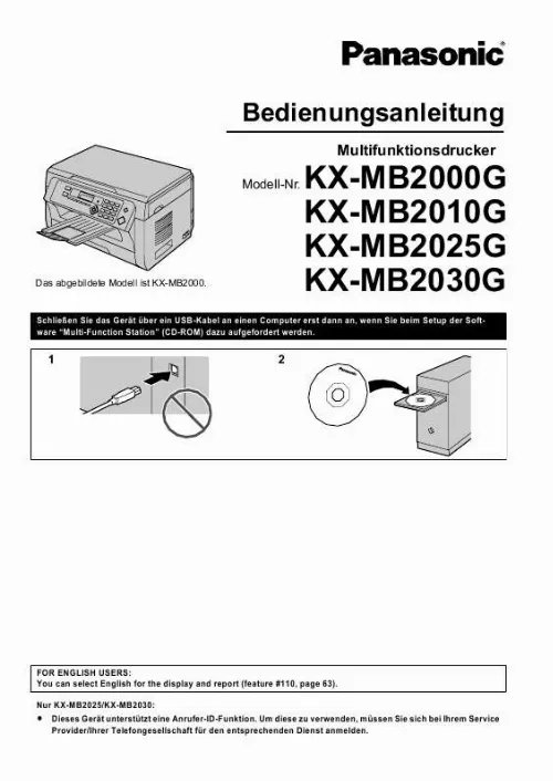 Mode d'emploi PANASONIC KXMB2025