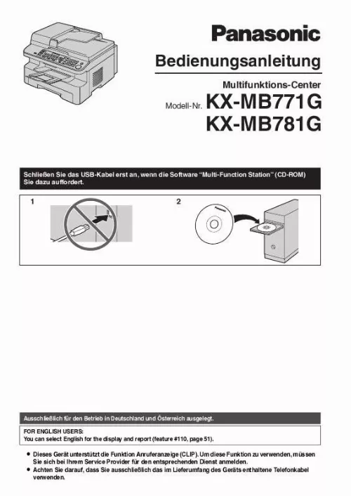 Mode d'emploi PANASONIC KXMB771G