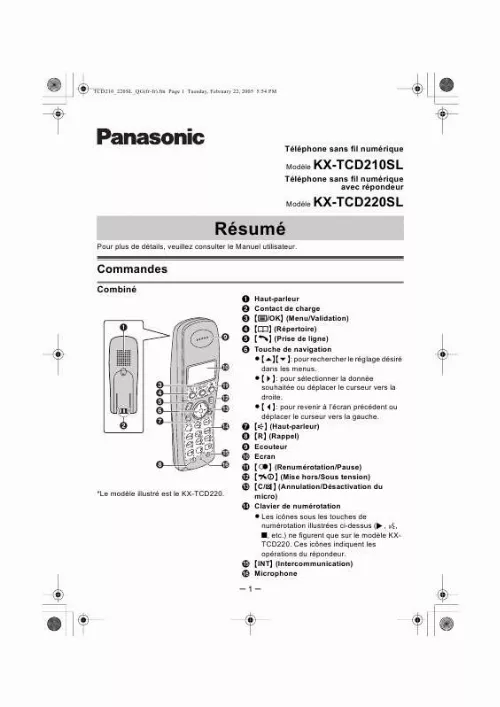 Mode d'emploi PANASONIC KX-TCD210SL