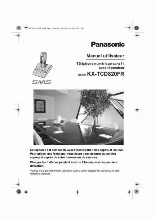 Mode d'emploi PANASONIC KX-TCD820FR