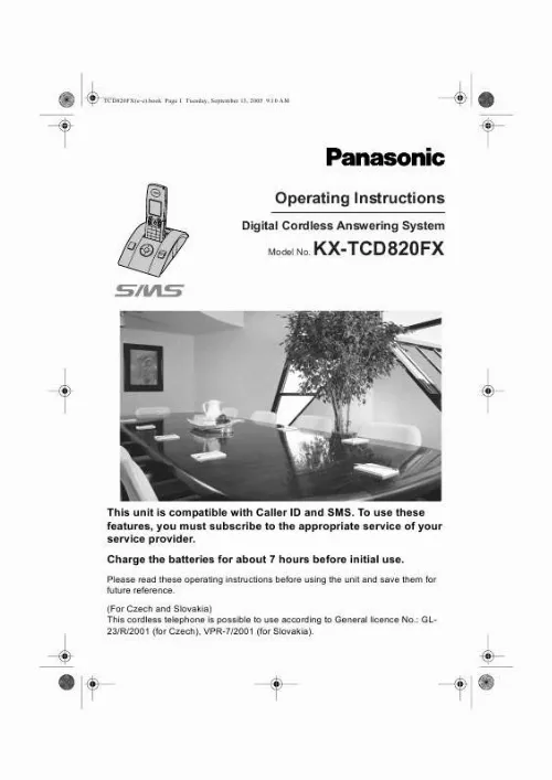 Mode d'emploi PANASONIC KXTCD820FX