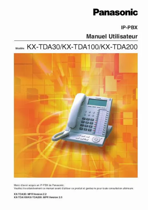 Mode d'emploi PANASONIC KX-TDA100E