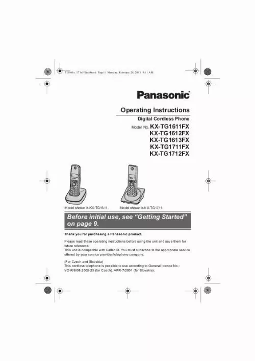 Mode d'emploi PANASONIC KXTG1612FX
