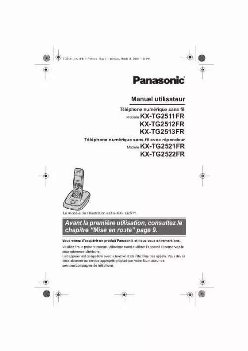 Mode d'emploi PANASONIC KX-TG2511FR & KXTG2511FR