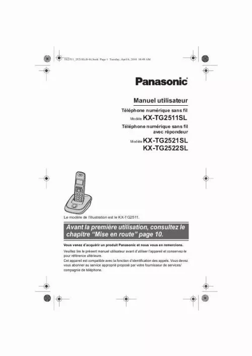 Mode d'emploi PANASONIC KXTG2511SL